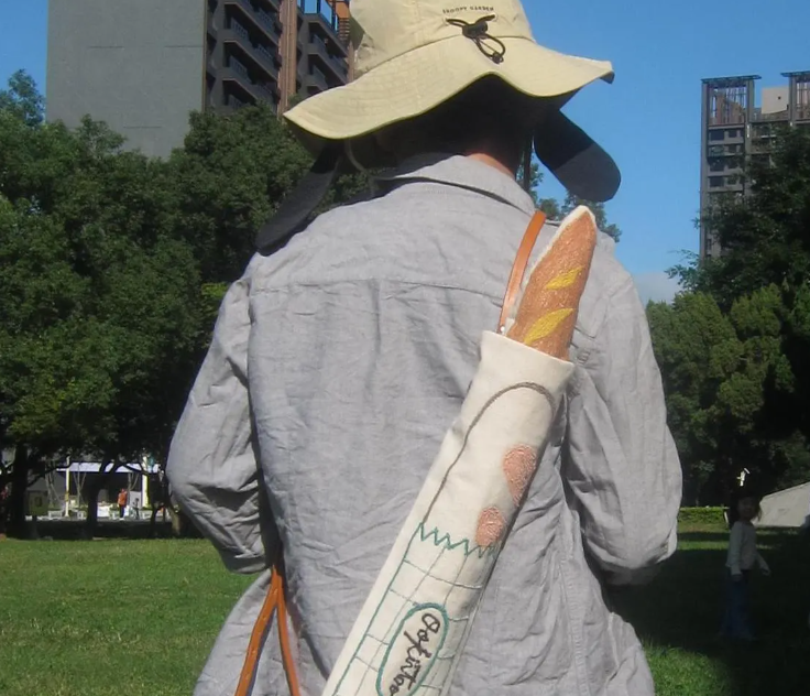 Personalized Handcrafted Cotton Baguette Bag with Leather Strap