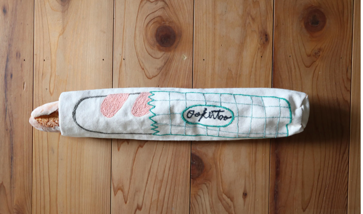Personalized Handcrafted Cotton Baguette Bag with Leather Strap