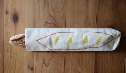 Handcrafted Cotton Baguette Bag with Leather Strap