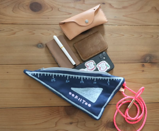 Handmade Blue Triangle Ruler Shaped Bag