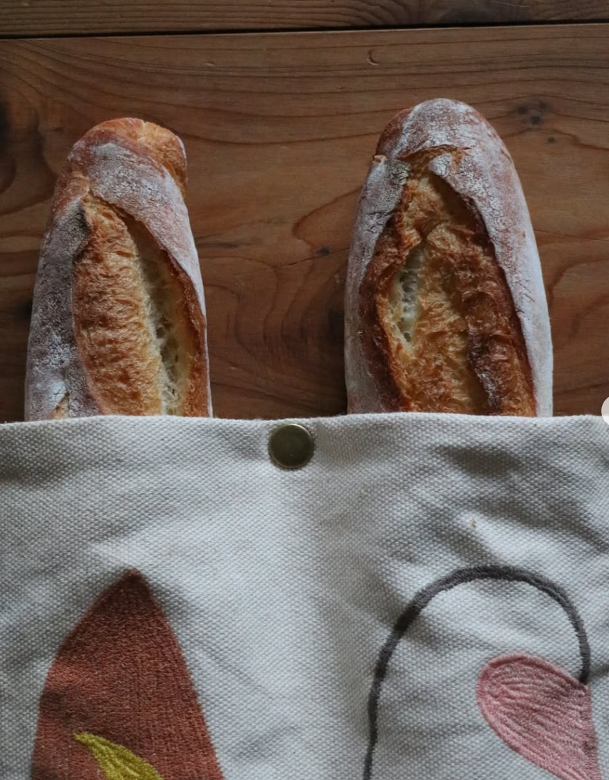 Double-sized French Baguette Bag with Leather Strap