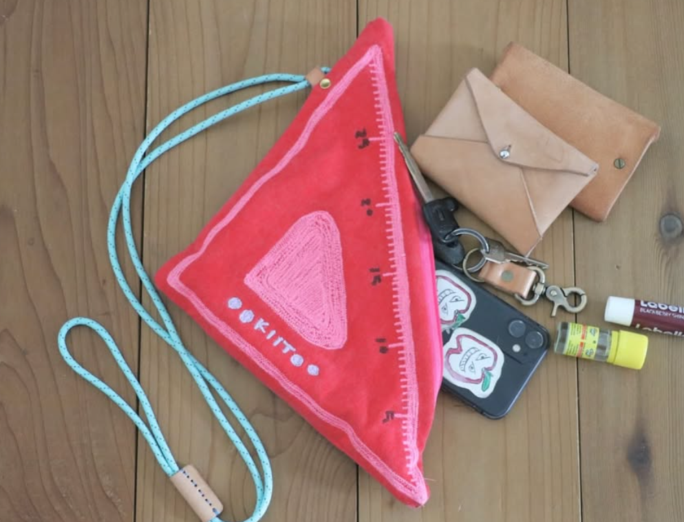 Handmade Red Triangle Ruler Shaped Bag