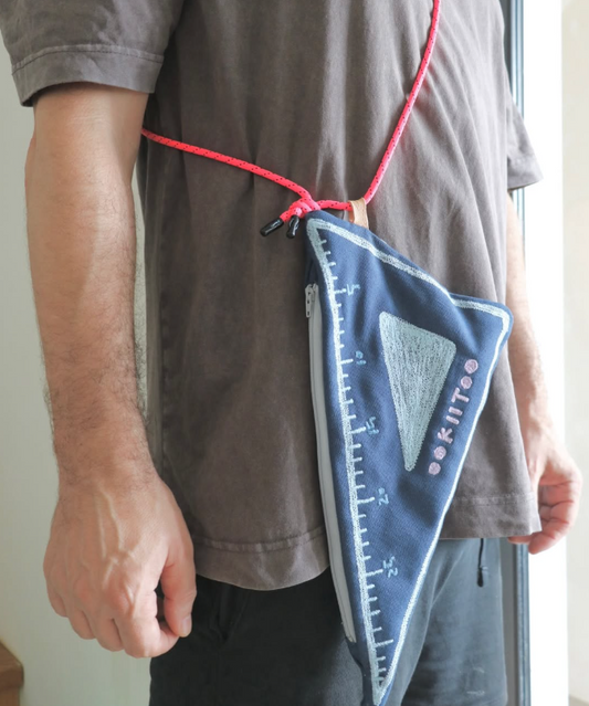 Handmade Blue Triangle Ruler Shaped Bag
