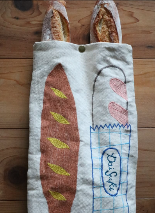 Double-sized French Baguette Bag with Leather Strap