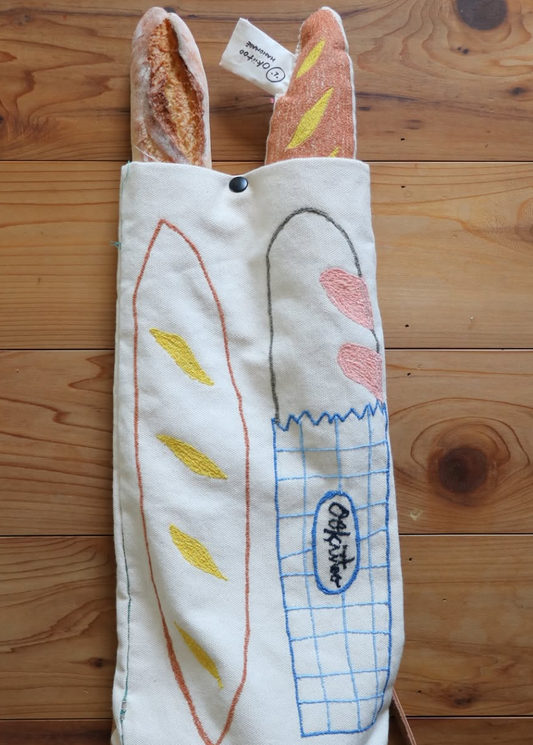 Double-sized French Baguette Bag with Leather Strap