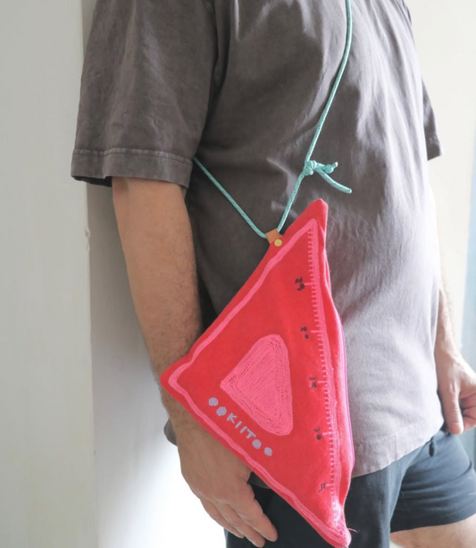 Handmade Red Triangle Ruler Shaped Bag